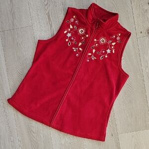 Vintage Penmans Christmas Fleece Embroidered Vest, Medium